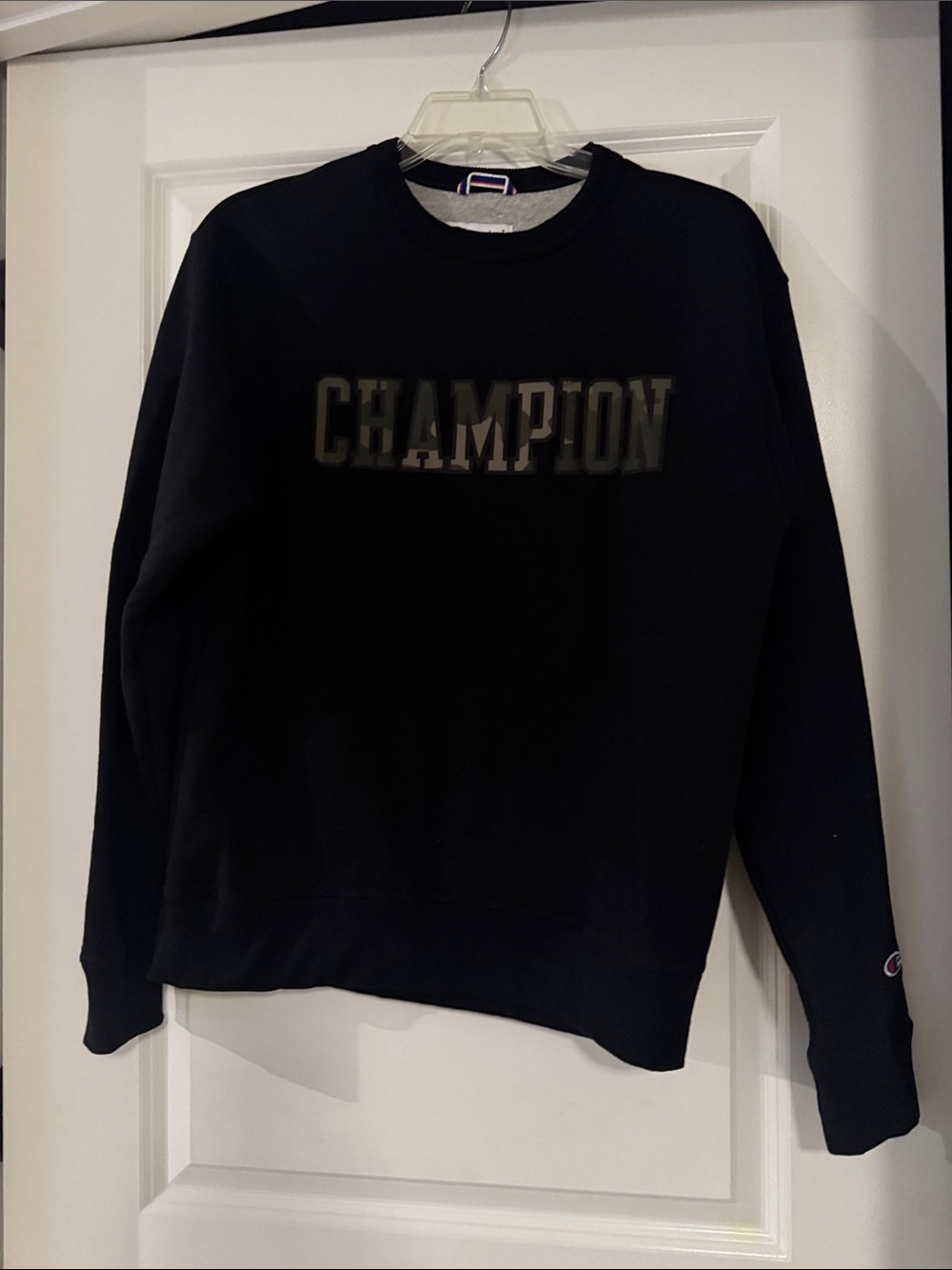 Champion Black Crewneck Sweatshirt with Subtle Logo